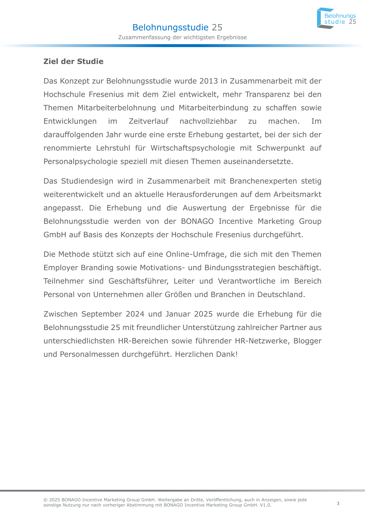 Belohnungsstudie 2025 - Ziel der Studie